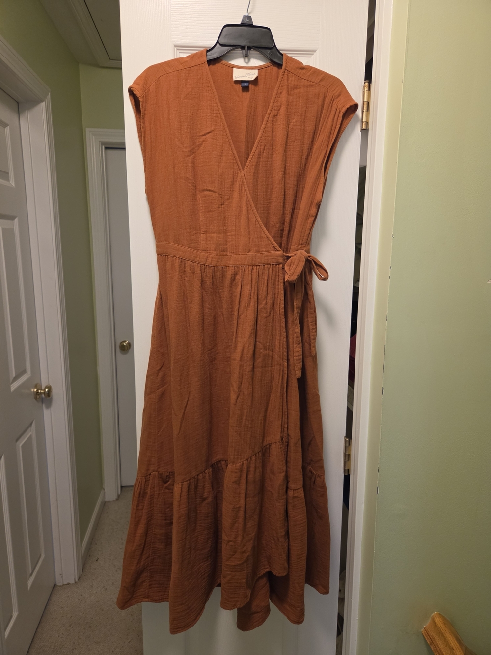 Universal Thread Rust Orange Wrap Maxi with Tie Waist